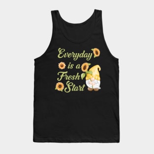 Everyday is a Fresh Start, Gnome with Sunflowers Tank Top